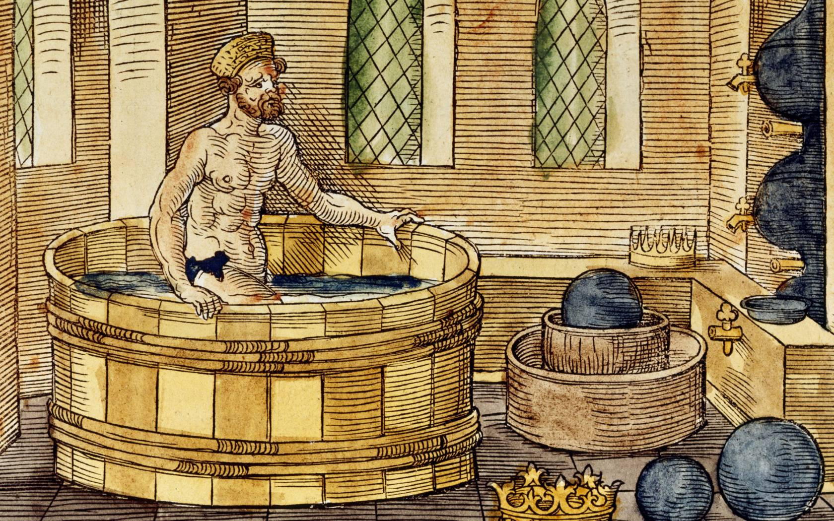 Điều gì đã dẫn đến việc Archimedes khám phá ra nguyên lý của mình? 1 Archimedes Dang Tam Khoanh Khac Eureka